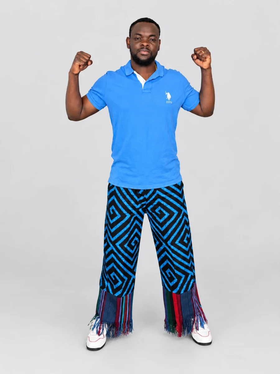 Blue Rhythm Patchwork Trousers — main view
