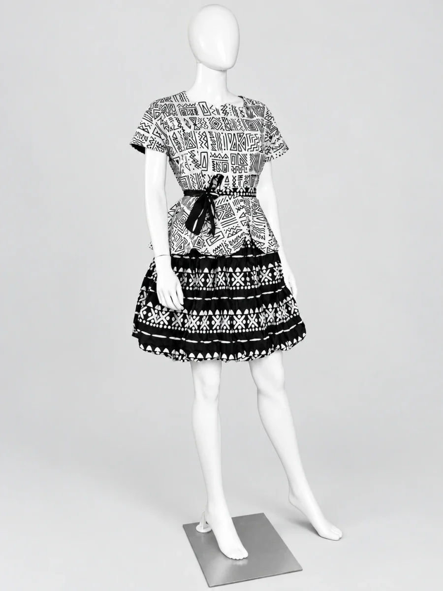Monochrome Story Belted Mini Dress — main view