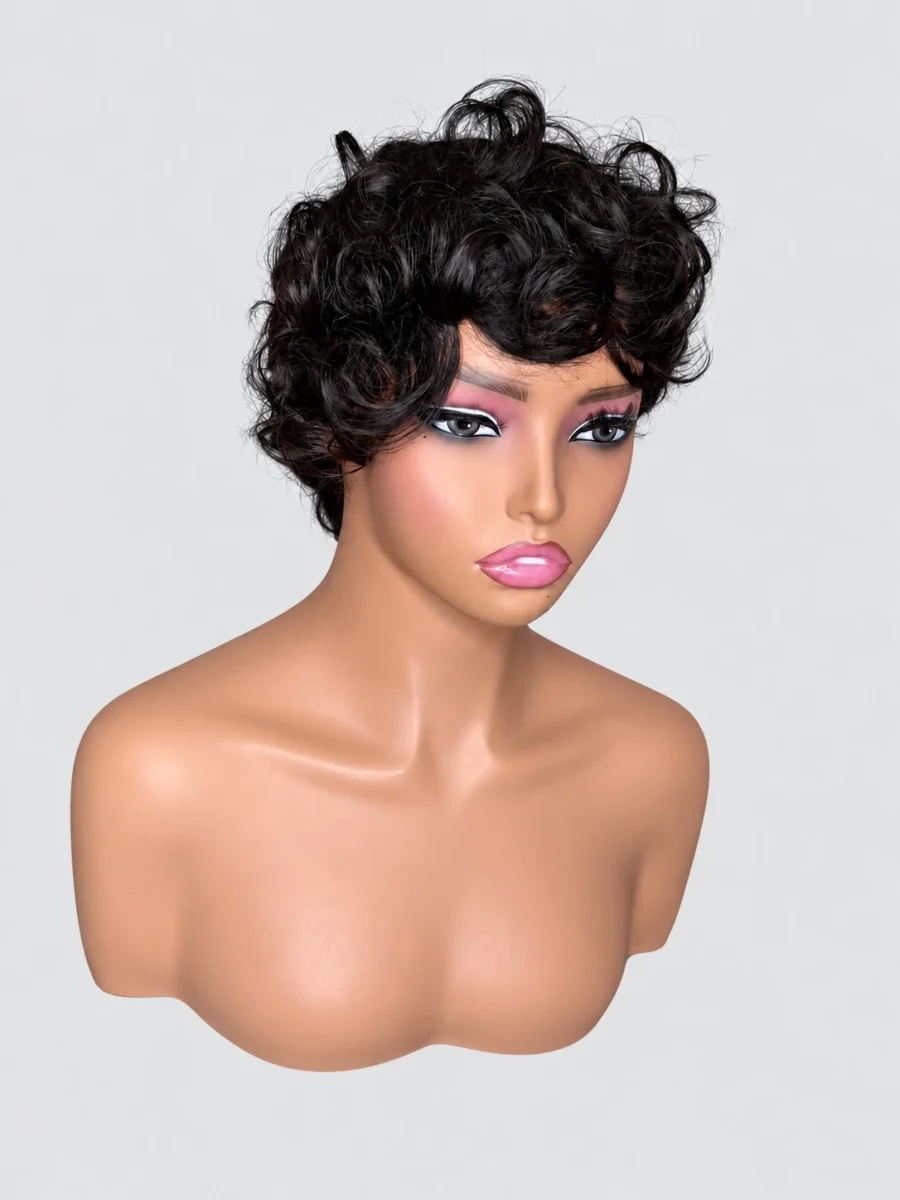Noir Sculpted Curl Pixie Wig — main view