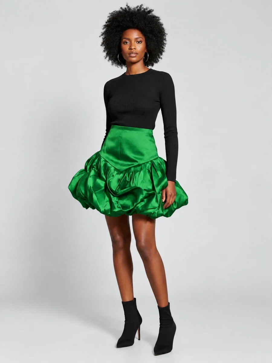 Teju Sculpted Skirt — Emerald — main view