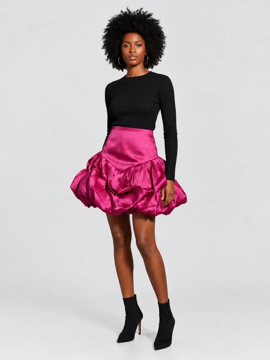 Teju Sculpted Skirt — Fuchsia — main view