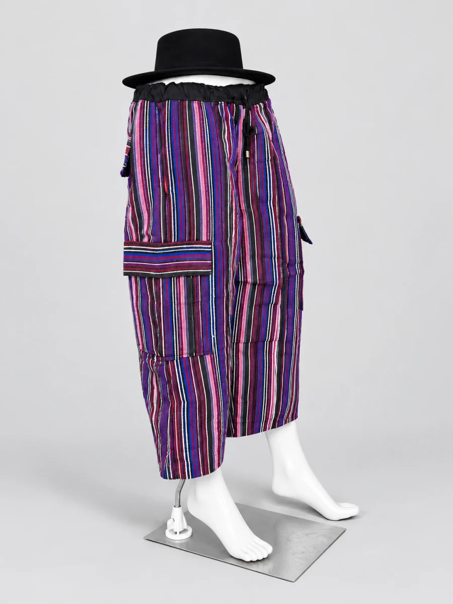 Violet Stripe Aso-Oke Shorts — main view